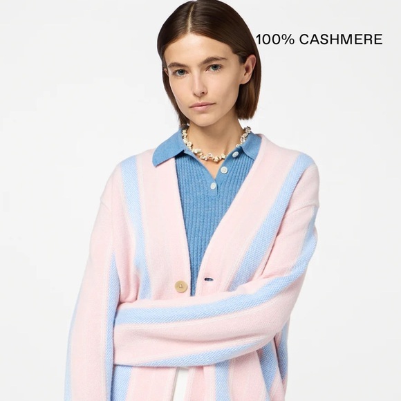 Guest in Residence Baja Everywear Cashmere Cardigan NWT Powder Pink Combo - Picture 3 of 16